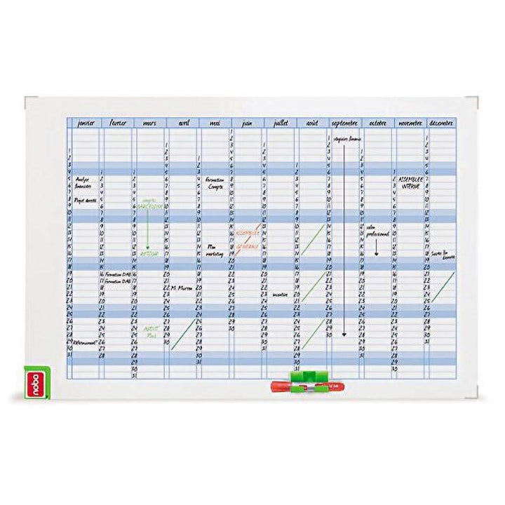 Nobo Performance 3048001 Planungstafel (Jahresplanungsraster, magnetisch/beschreibbar, 900 x 600 mm)