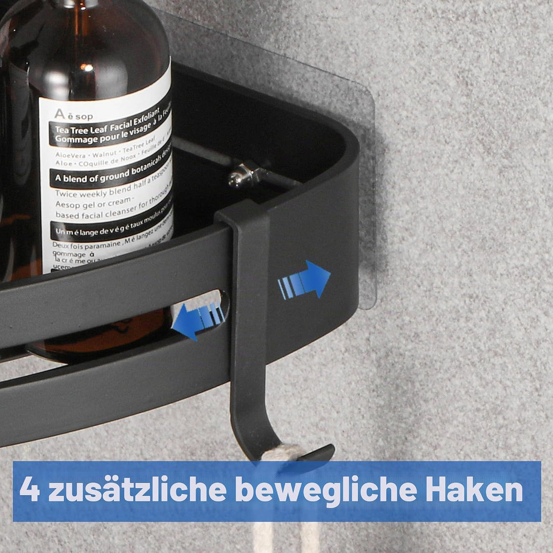 GRICOL Eckablage Duschkorb Duschregal ohne Bohren Duschablage Metall Mit 4 Haken Dusche Ablage Badre