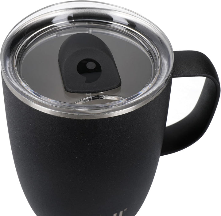 Swell Becher mit Henkel, Schwarz Onyx, 350ml. Vakuumisolierter Edelstahl-Reisebecher mit Griff, Reis