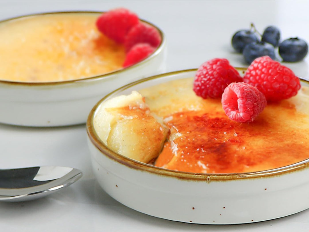 ONEMORE Auflaufförmchen, 6er-Set Creme Brulee Schälchen, 118ml Souffle Förmchen Backofenfest, 11,4 c
