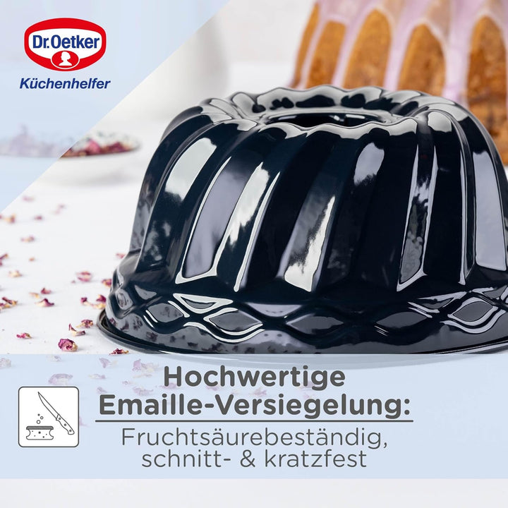 Dr. Oetker Guglhupf Backform Ø 24 cm Back-Liebe Emaille – Schnitt- & Kratzfeste Gugelhupf Form mit E