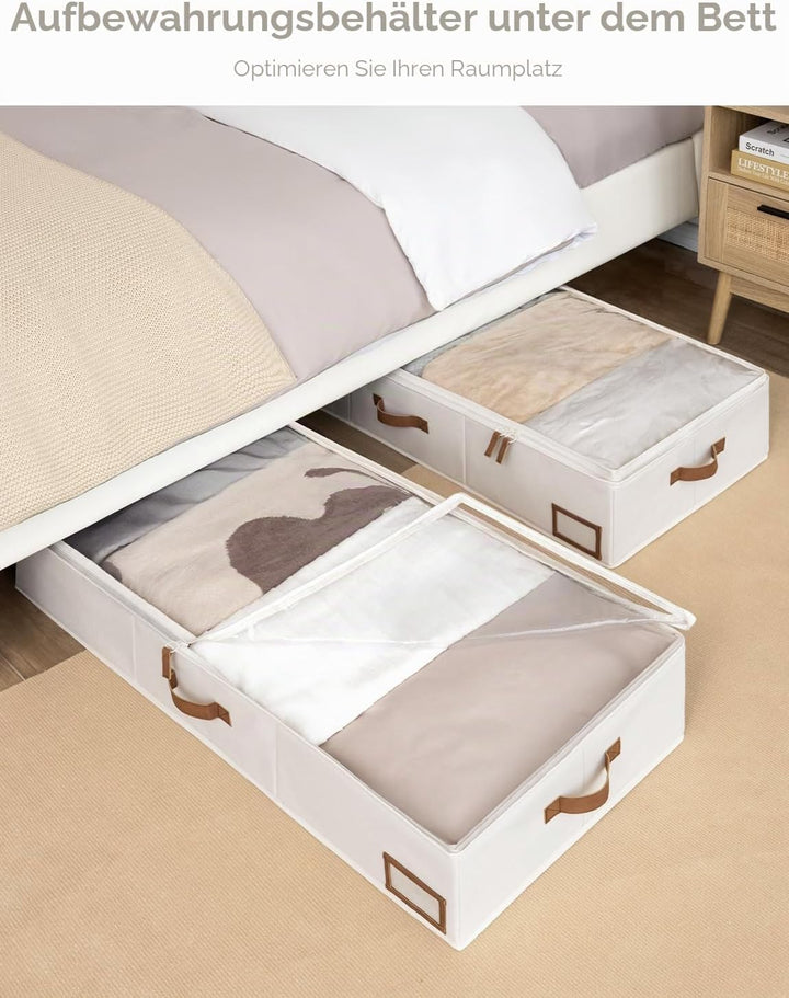 StorageWorks Unterbett Aufbewahrungsbox, extra Grosse Unterbettkommode mit Deckel, Stoff Unterbettbo