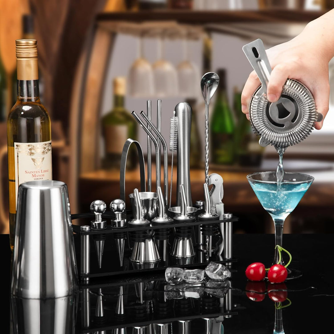Cinnani Boston Cocktail Set 20-teilig-Professional Cocktail Mixing Set-Cocktail Shaker Set mit Ständ
