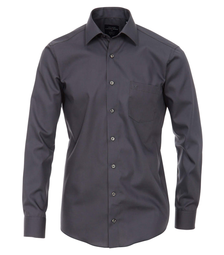 CASAMODA Herren Popeline Hemd uninah 006550 Modern Fit 40 Dunkelgrau, 40 Dunkelgrau