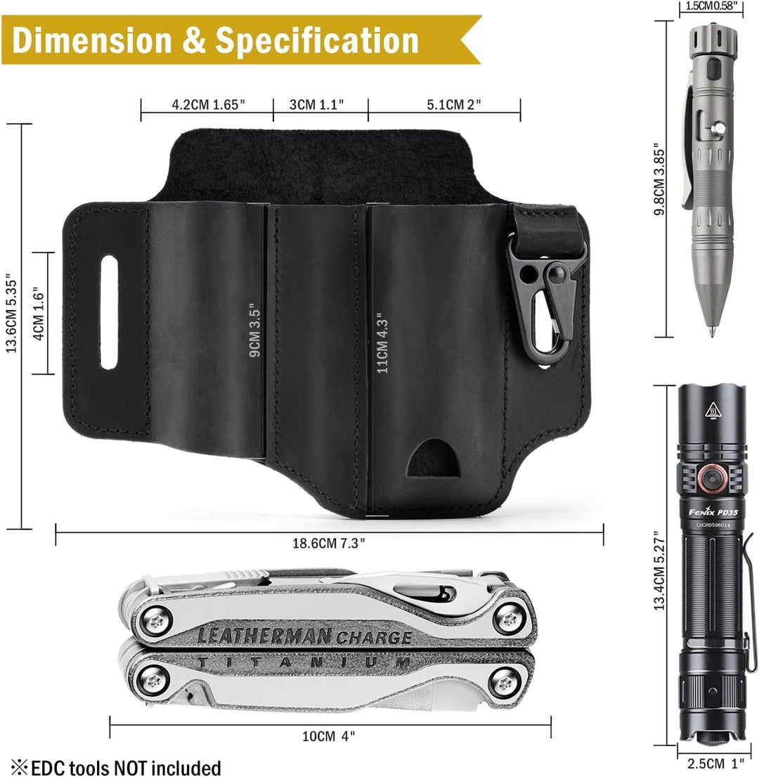 VIPERADE PJ29 EDC Lederscheide, Multitoolscheide/Werkzeuge Holster/Messergürtelscheide/Taschenlampen