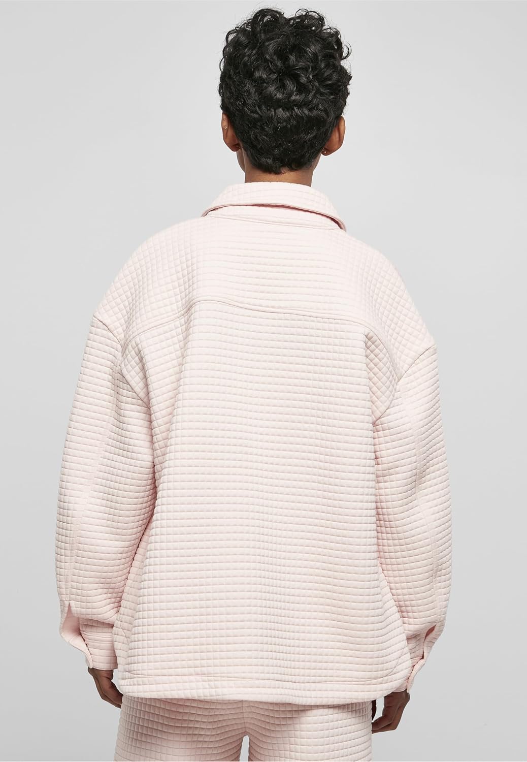 Urban Classics Damen Ladies Quilted Sweat Overshirt Strickjacke S Rosa, S Rosa