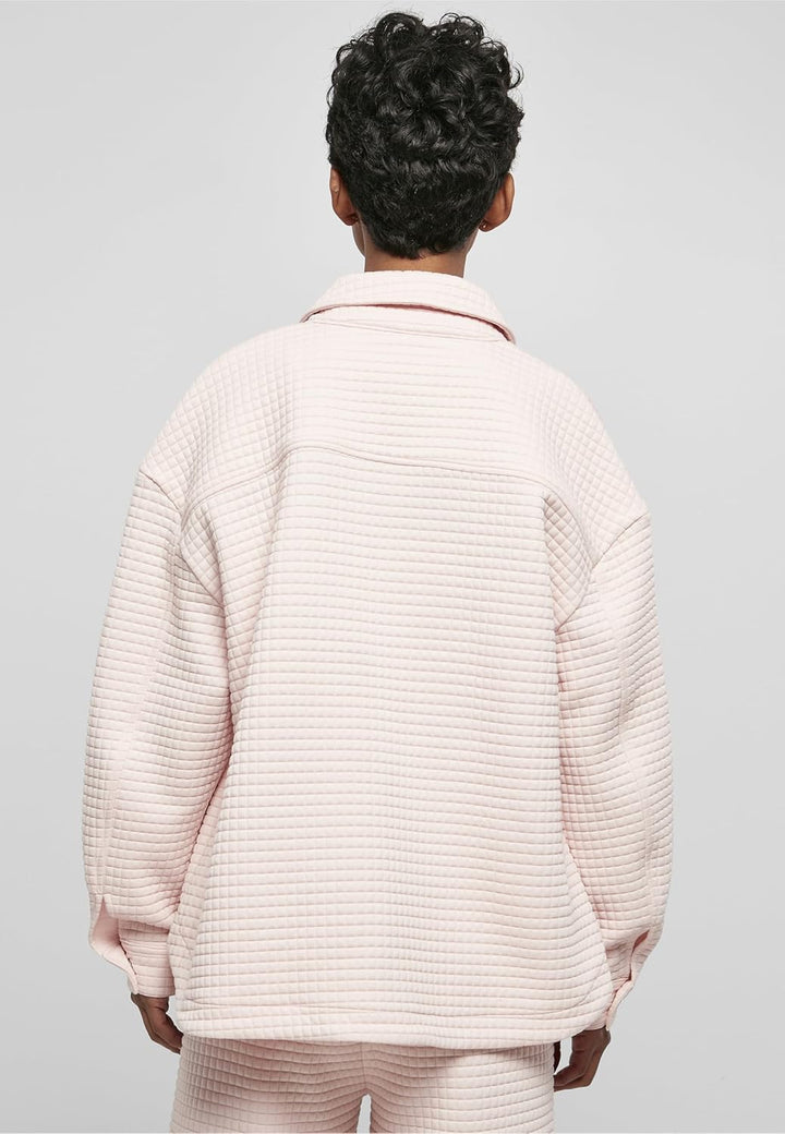 Urban Classics Damen Ladies Quilted Sweat Overshirt Strickjacke S Rosa, S Rosa