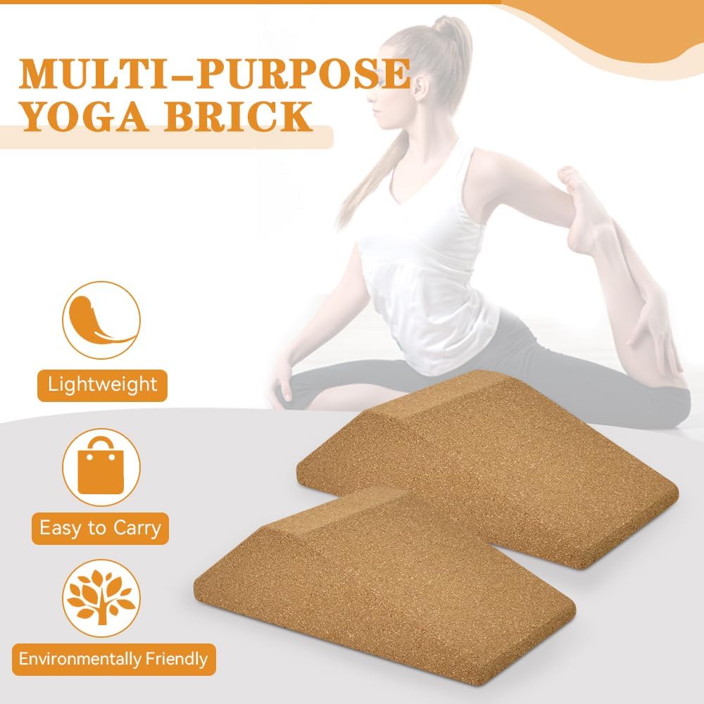 2er-Pack Kork-Kniebeugen-Keilblock Wadendehner Yoga block Rutschfest Kork Wadenstrecker schrägbrett