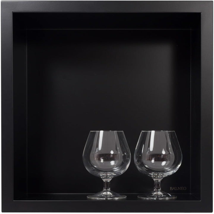 Balneo Wall-Box ONE Black Edelstahl Duschnische 30x30x10 cm, schwarz wandnische dusche, wasserdicht,