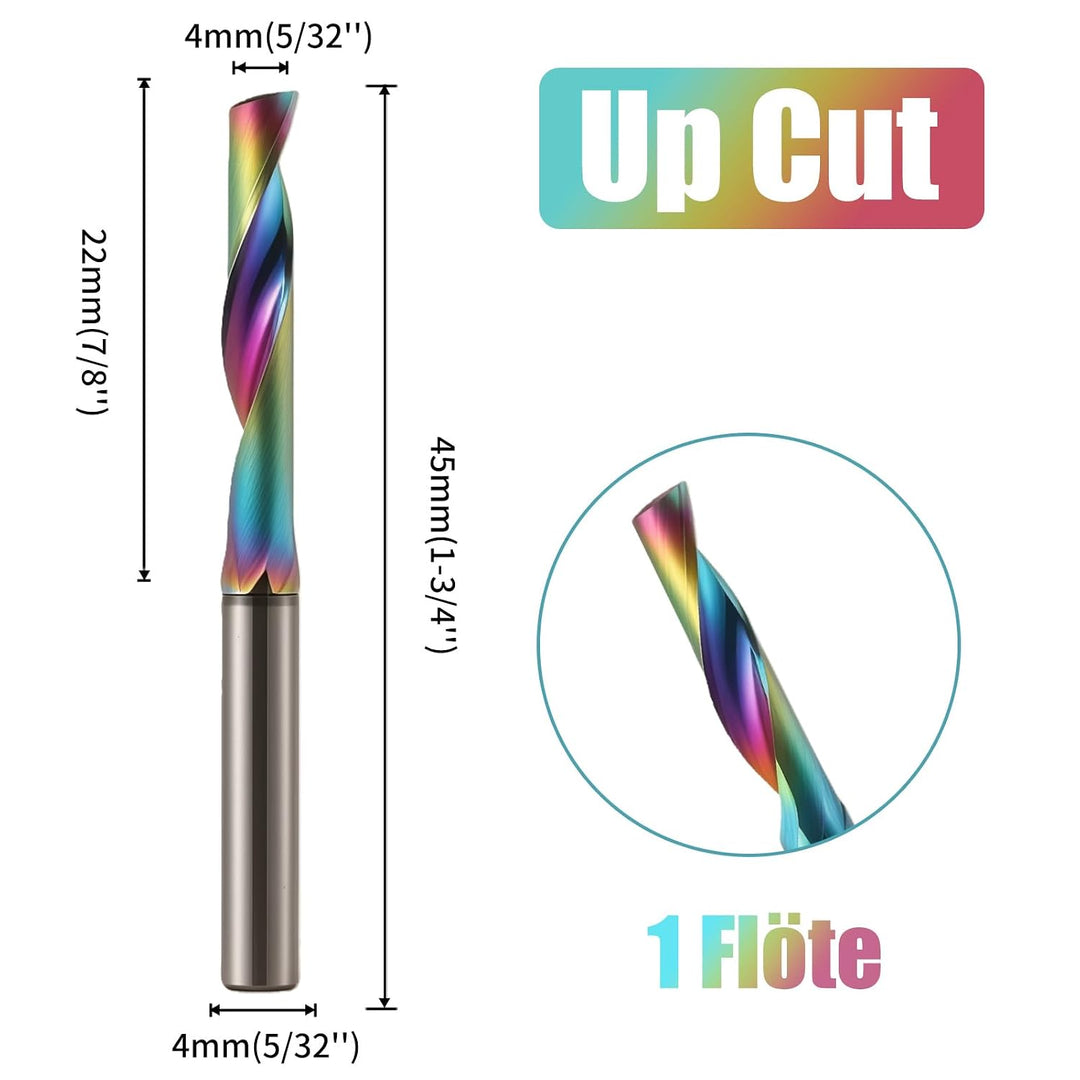 3 PCS CNC-Fräser für Aluminium mit einer Nut, 4mm Schaft Schaftfräser Spiralfräser Bit VHM mit DLC-B