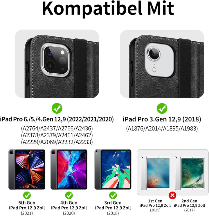 HOLIMET Hülle für iPad Pro 12.9 Zoll 2022/2021/2020/2018 (6./5./4./3. Generation) mit Stifthalter, P