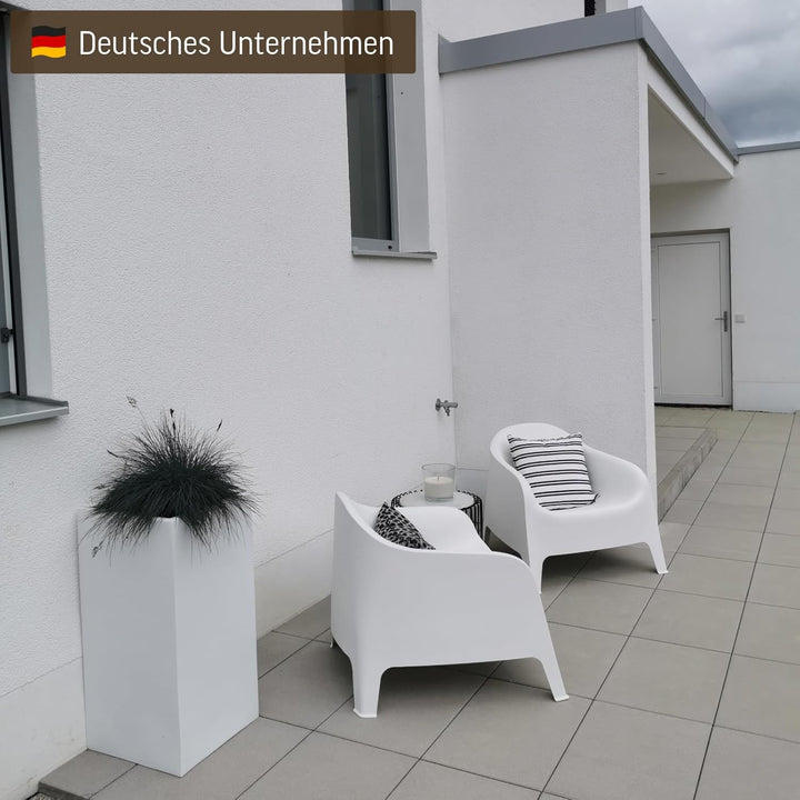 VIVANNO Pflanzkübel Pflanzgefäss Blumenkübel Fiberglas weiss matt Block - 40x40x80 cm Weiss Matt 80x