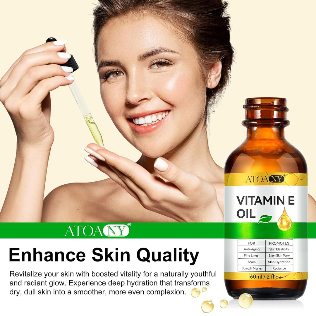 Vitamin E Öl Bio für Kosmetik 75,000 IU 2er-Pack - 100% reines vitamin E Oil für Haut, Gesicht, Haar