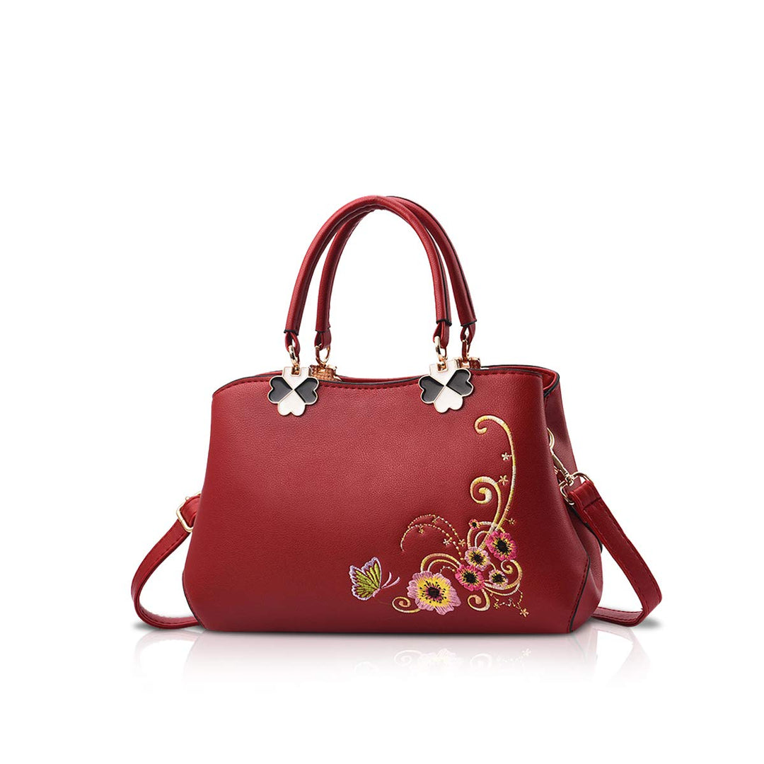 NICOLE&DORIS Handtaschen Damen Mode Schultertasche Geldbörse Retro Umhängetasche Frau Tote Stickerei