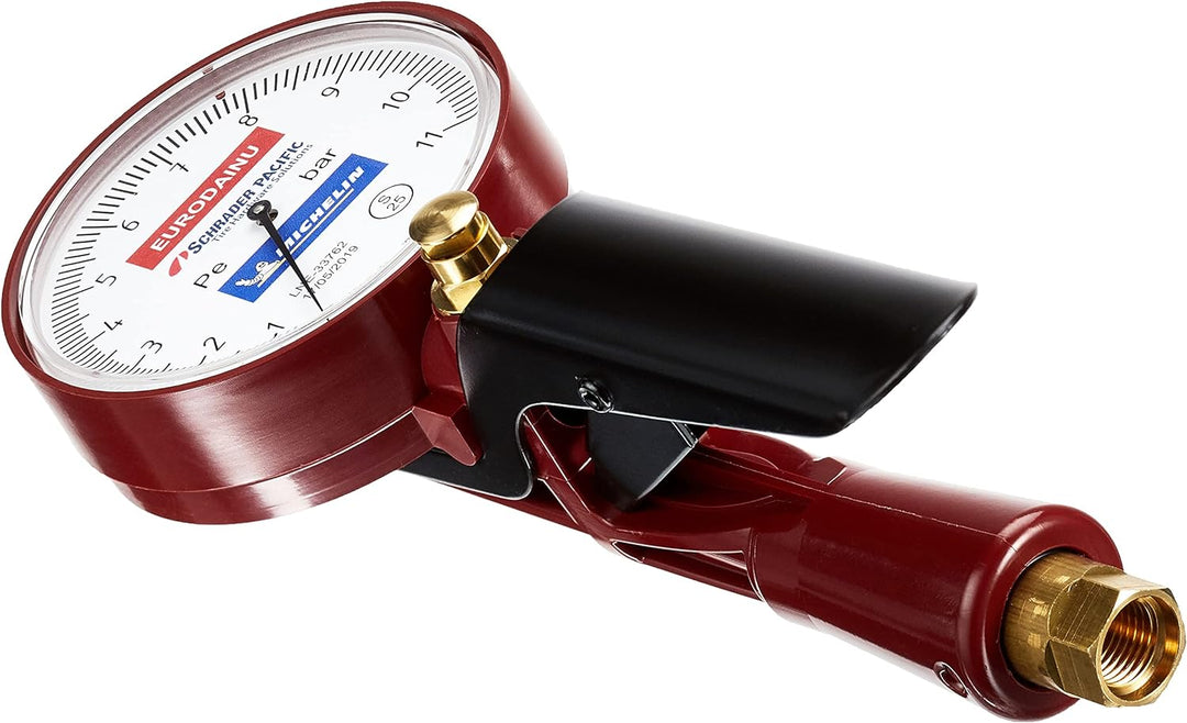 Schrader, professioneller Reifendruckmesser, genehmigt von Michelin, 0,7-11 BAR, Manometer, Schlauch