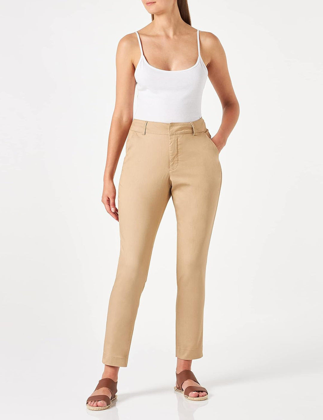 KAFFE Casual Hose Kalea Damen Chino Hose Elegant Klassische Stoffhose 42 Classic Sand, 42 Classic Sa