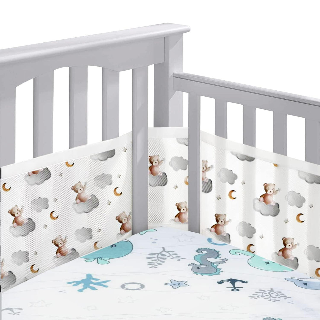 Bettumrandung Babybett,Baby Nestchen Bettumrandung,Kopfumrandung Babybett,Atmungsaktive Krippenumran