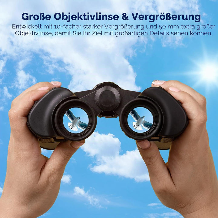 Praktica Falcon Porro Fernglas mit vielfach-beschichtetem Objektiv, Prismenfeld 10 x 50 schwarz 10x5