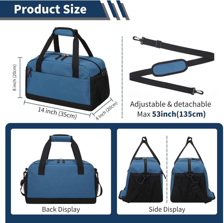 Kleine Sporttasche mit Nassfach - 35×20×20cm Handgepäck, Mini Duffle Bag mit Mehreren Fächern für Sp