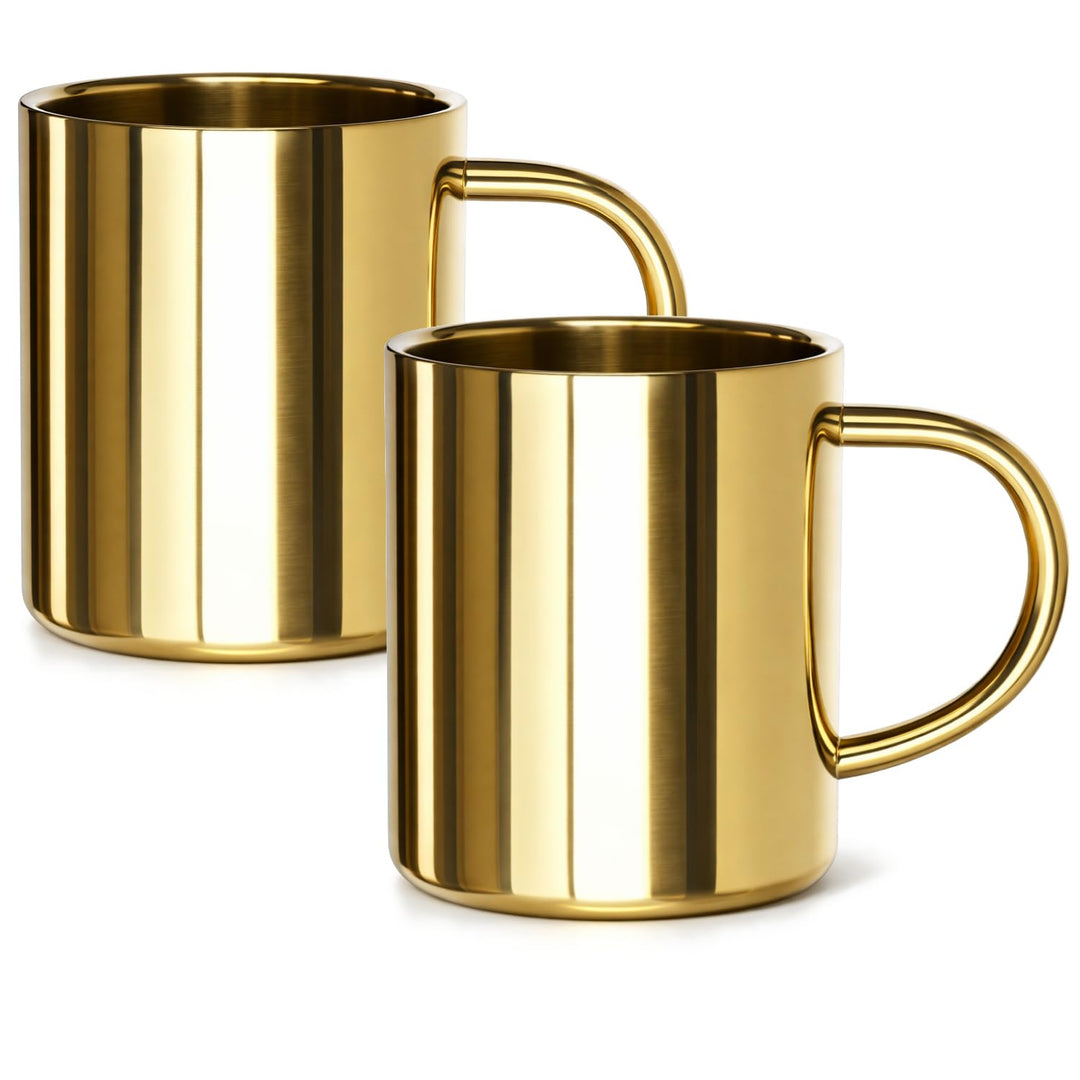 2x Edelstahlbecher - 350ml je Thermobecher - bruchsicherer Thermo-Trinkbecher - doppelwandige Isolie
