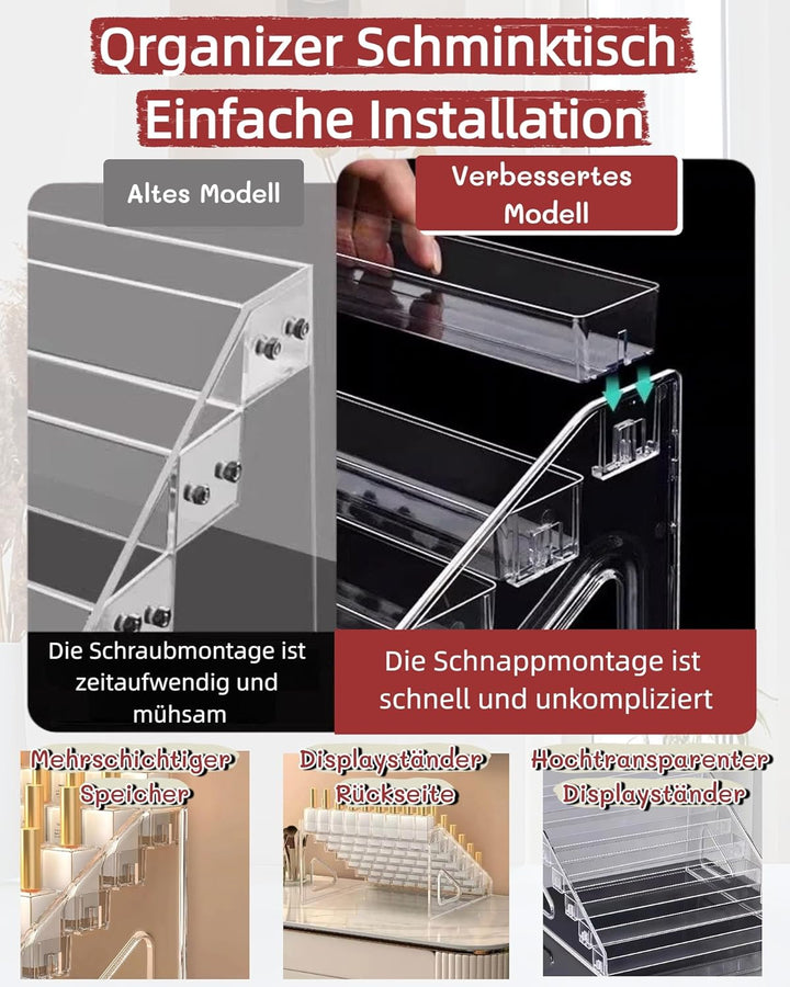 2er-Pack Acryl Nagellack Organizer mit 7 Ebenen Nagellack Aufbewahrung für 168 Flaschen, Klarer Make