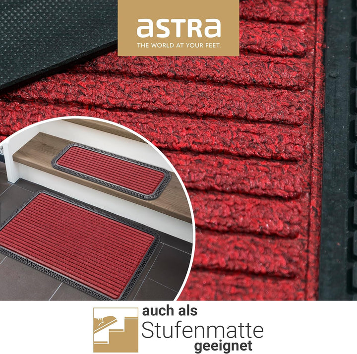 Fussmatte Aussen &amp; Innen rutschfest - Rot Linien 40x60cm 2er Set (Rechteckig) | Robuste Gummi Sauber