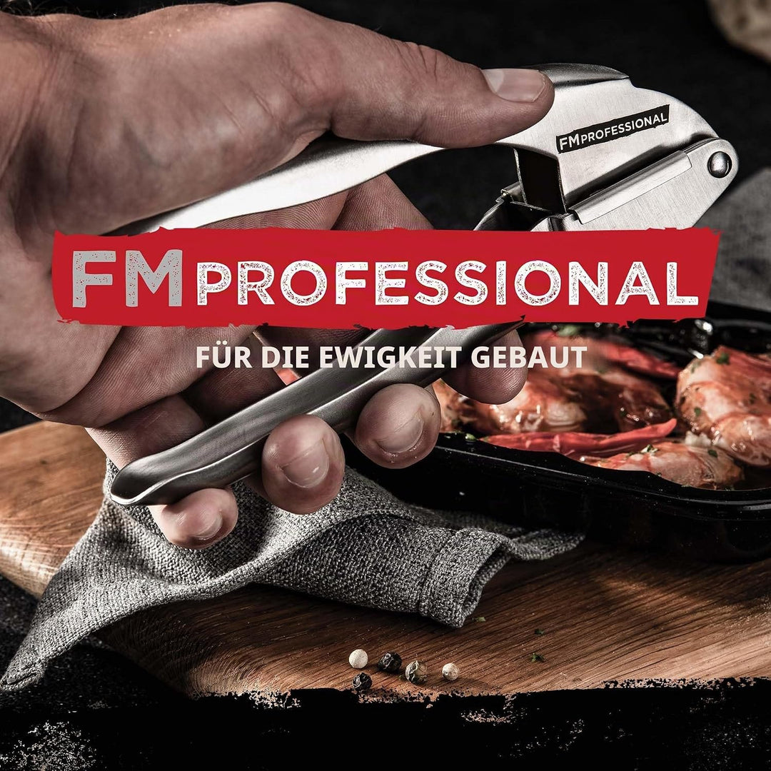 FMprofessional Edelstahl Knoblauchpresse – Professionelle Qualität für müheloses Pressen, langlebig