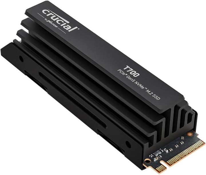 Crucial T700 1TB Gen5 NVMe M.2 SSD mit Kühlkörper - Bis zu 11.700 MB/s - DirectStorage-fähig - Gamin