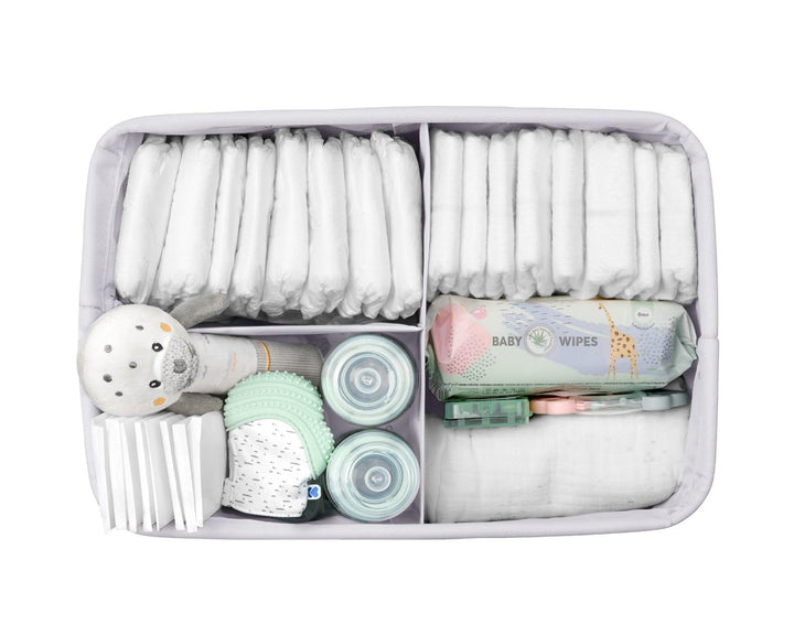 Kikkaboo Wickeltasche, Korb, Windelorganizer faltbar Griffe abnehmbare Trennwand, Farbe:weiss, Wei&#