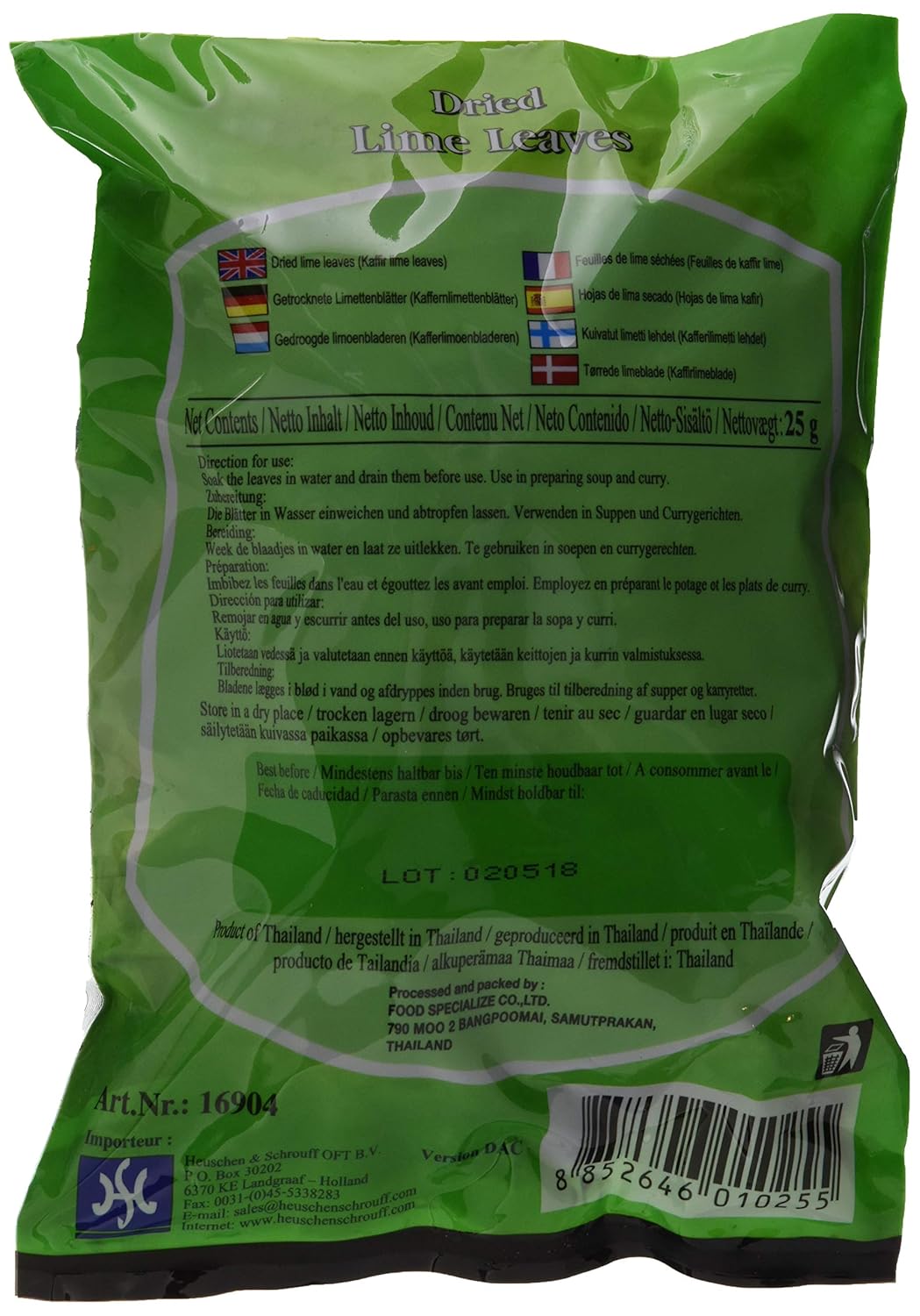 Thai Dancer Gewürze Limettenblätter getrocknet, 10er Pack (10 x 25 g), 10