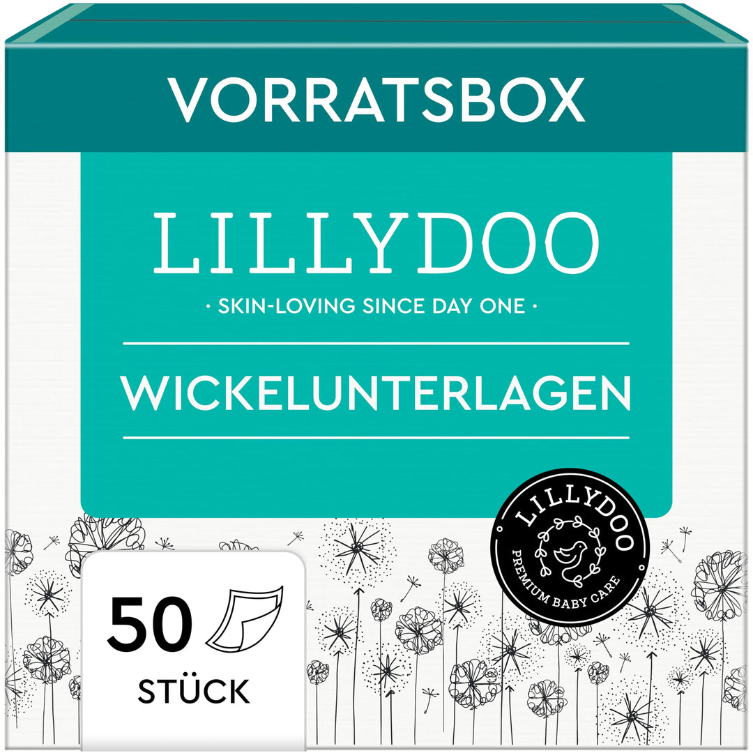 LILLYDOO hautfreundliche Baby Wickelunterlagen 60x 60 cm, 50 Stück (5x10 Stück), Weich, Ohne Parfüme