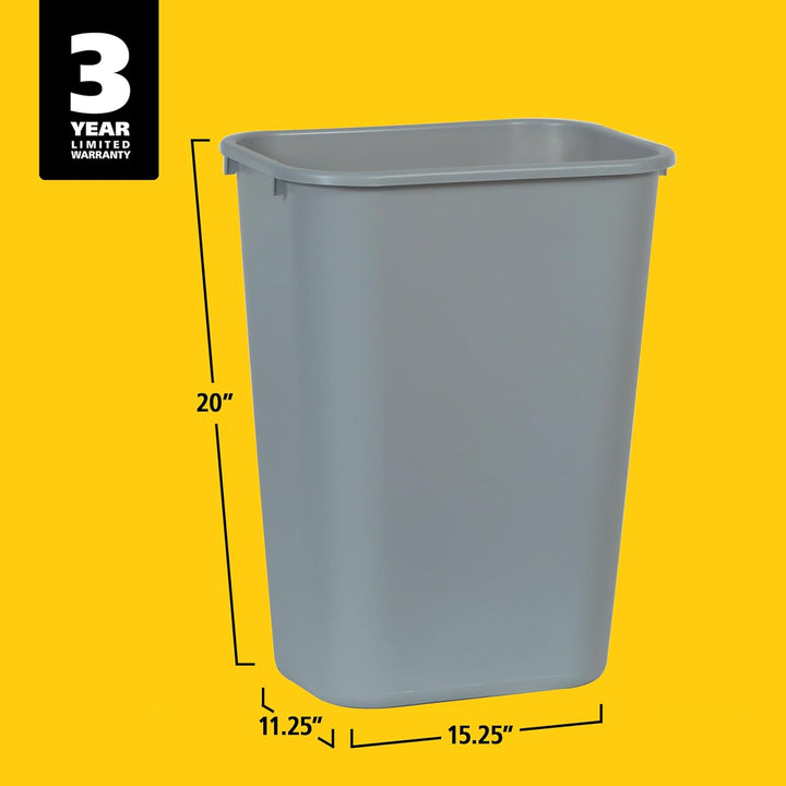 Rubbermaid Commercial Products 10.25 gal Rectangular Soft Molded Plastic Trash Can - Grey grau, grau