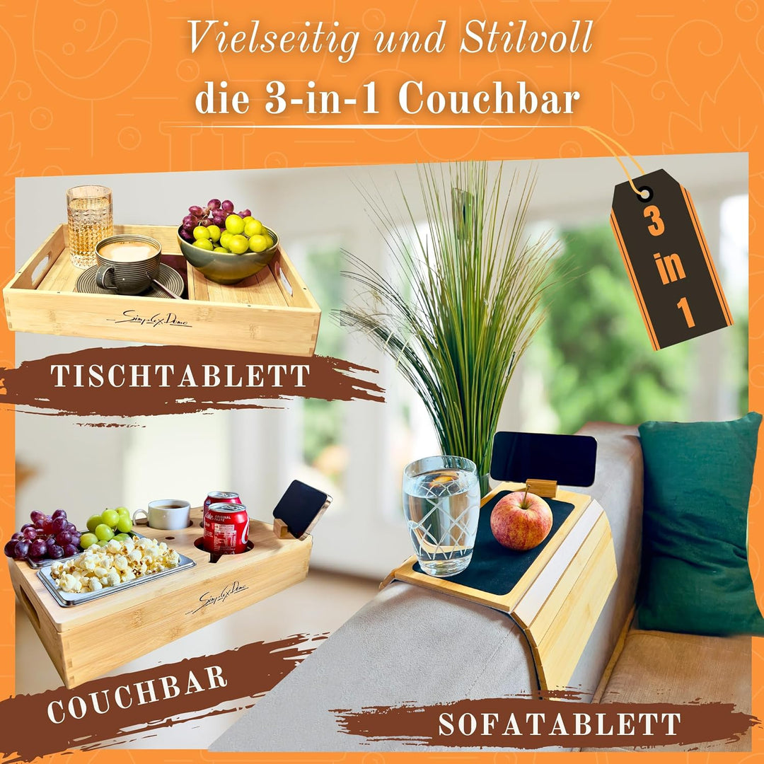 SIMPLEX DOMO Couchbar Snackbox mit anpassbarer Couch Ablage | Couch Organizer umbaubar | hochwertige