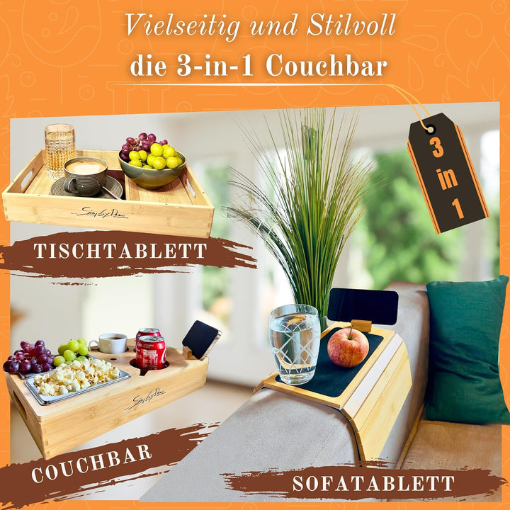 SIMPLEX DOMO Couchbar Snackbox mit anpassbarer Couch Ablage | Couch Organizer umbaubar | hochwertige