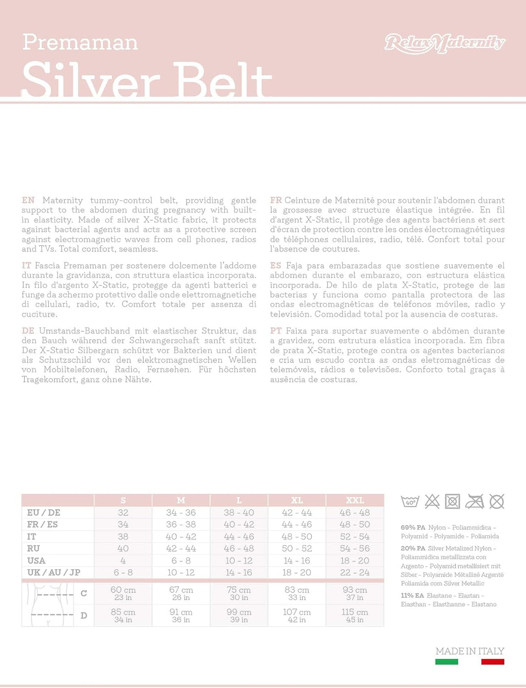 RelaxMaternity 5400 (Schwarz, M) Band Unterleibstütze aus Silberfasern Schwangerschaft Schwarz M, Sc