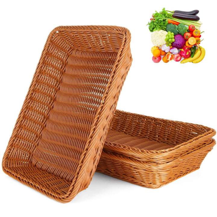 3 Stück Brötchenkorb, Brotkorb Geflochten, Storage Basket Rectangular, Braided Multi-Purpose Basket,