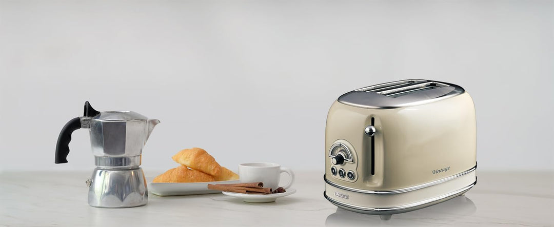 Ariete Vintage 155, 2-Scheiben-Toaster, Retro Toaster mit 6 Toaststufen, Automatischer Auswurf, Auft