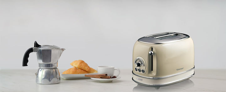 Ariete Vintage 155, 2-Scheiben-Toaster, Retro Toaster mit 6 Toaststufen, Automatischer Auswurf, Auft