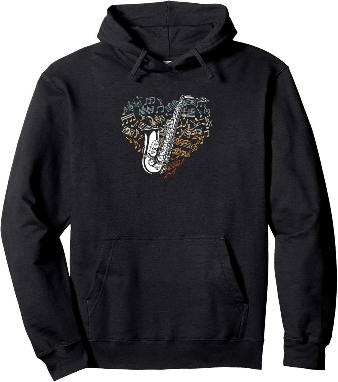 Retro-Saxophon Pullover Hoodie