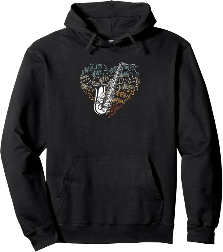 Retro-Saxophon Pullover Hoodie
