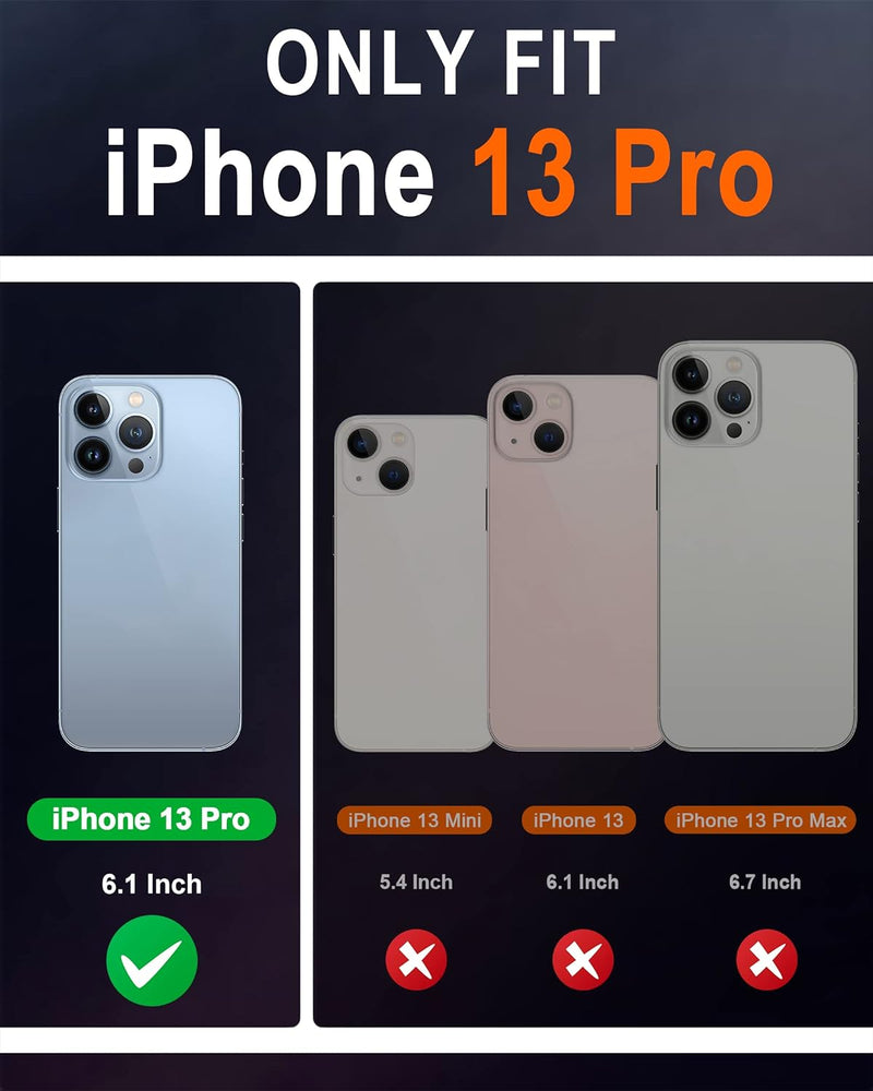 SHIELDON Hülle für iPhone 13 Pro, Handyhülle Schutzhülle [Echtleder] [Kartenfach] [Magnet] [Standfun