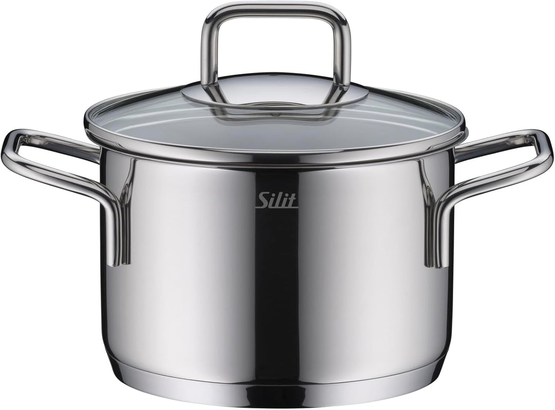 Silit Extra Cook, Kochtopf 16 cm mit Glasdeckel, Innenskalierung, breiter Schüttrand, hochwertiger,