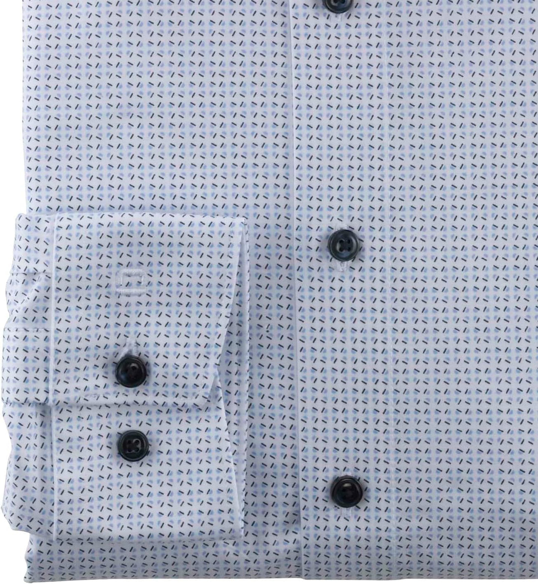 OLYMP Herren Businesshemd Langarm Luxor 24/Seven,Rotationsprint on Jersey,modern fit,Kent-Kragen 37