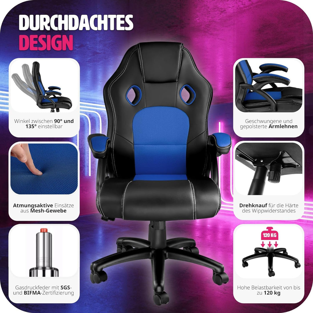 TecTake Sportsitz Chefsessel Stuhl ergonomischer Gaming Bürostuhl Racing Schalensitz - Diverse Farbe