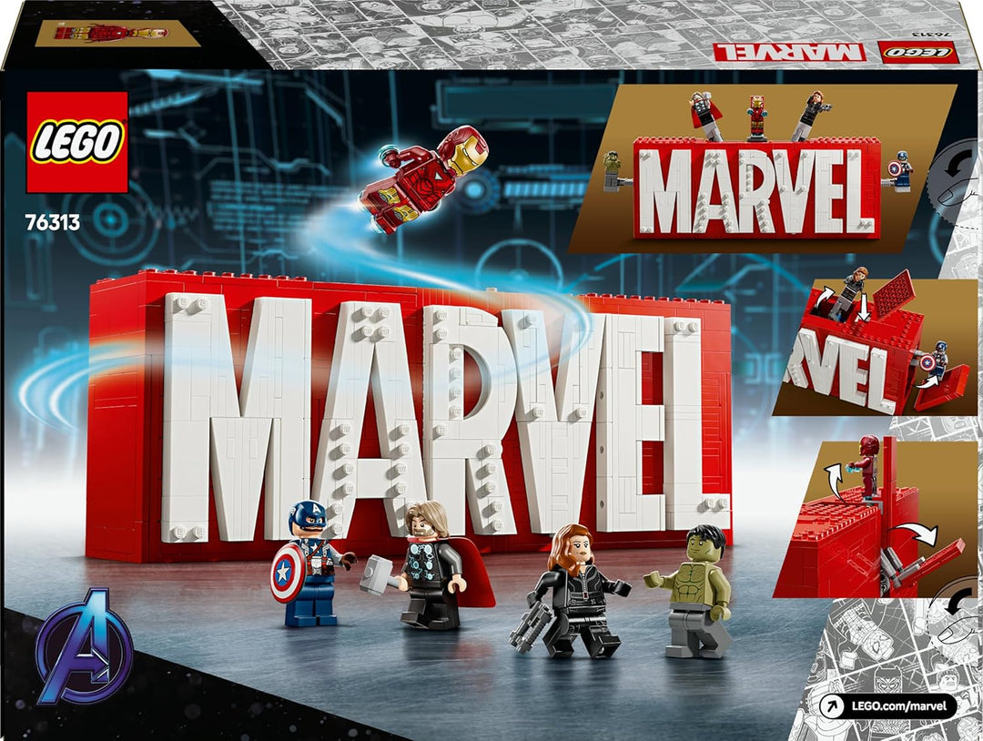 LEGO | Marvel: MARVEL Logo & Minifiguren - Sammlerstück inkl. Hulk, Thor, Iron Man, Black Widow und