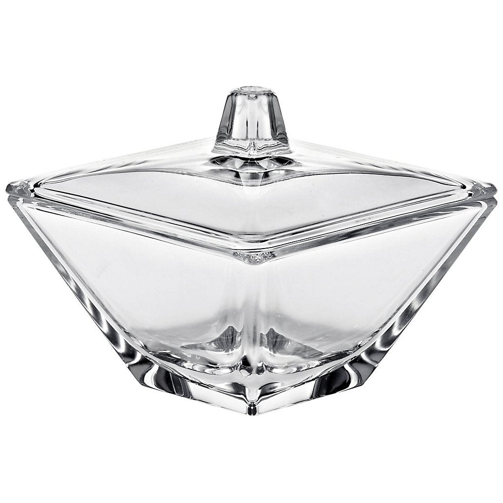 CRISTALICA Dose mit Deckel Bomboniere Klara 11 X 11 cm Hochwertiges Glas Moderner Zeitloser Style