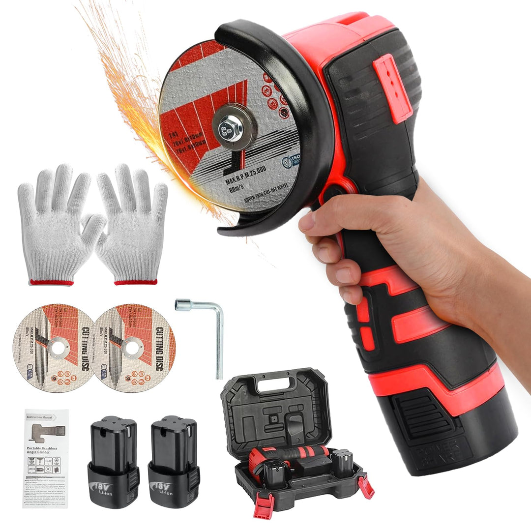 Mini Winkelschleifer, 16.8V Professional Winkelschleifer Set mit 2 Batterien 2000mAh, Trennschleifer