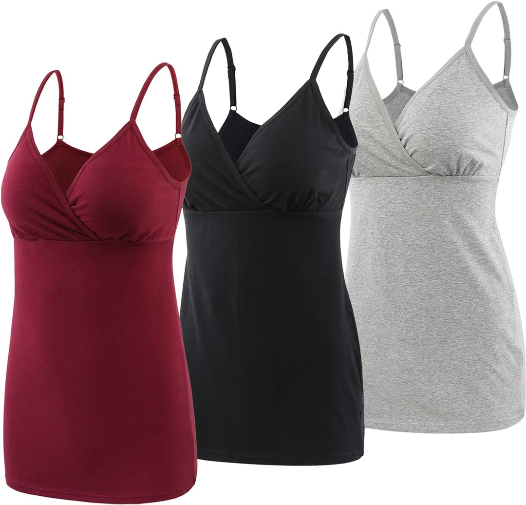 ZUMIY Schwangerschaft Stillen Top, Damen Baumwolle Umstandskleidung Schlaf Ärmellos Cami mit Verstel