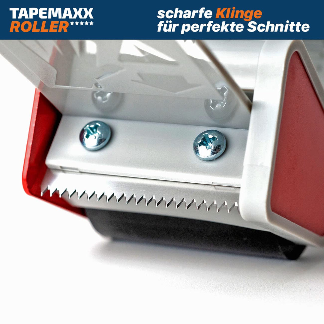 TAPEMAXX ROLLER 1 Abroller Set mit 12 Rollen TAPEMAXX PLUS Paketklebeband Transparent Leise 48mm x 6