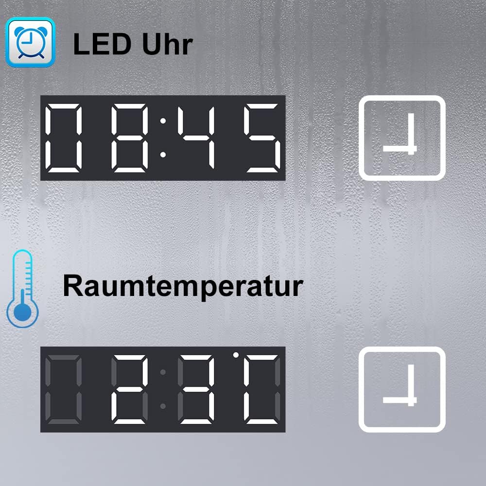 Aica Sanitär LED Badspiegel 80×60cm mit Uhr 3 Lichfarbe dimmbar Memory Wand/Touchschalter Anti-Besch